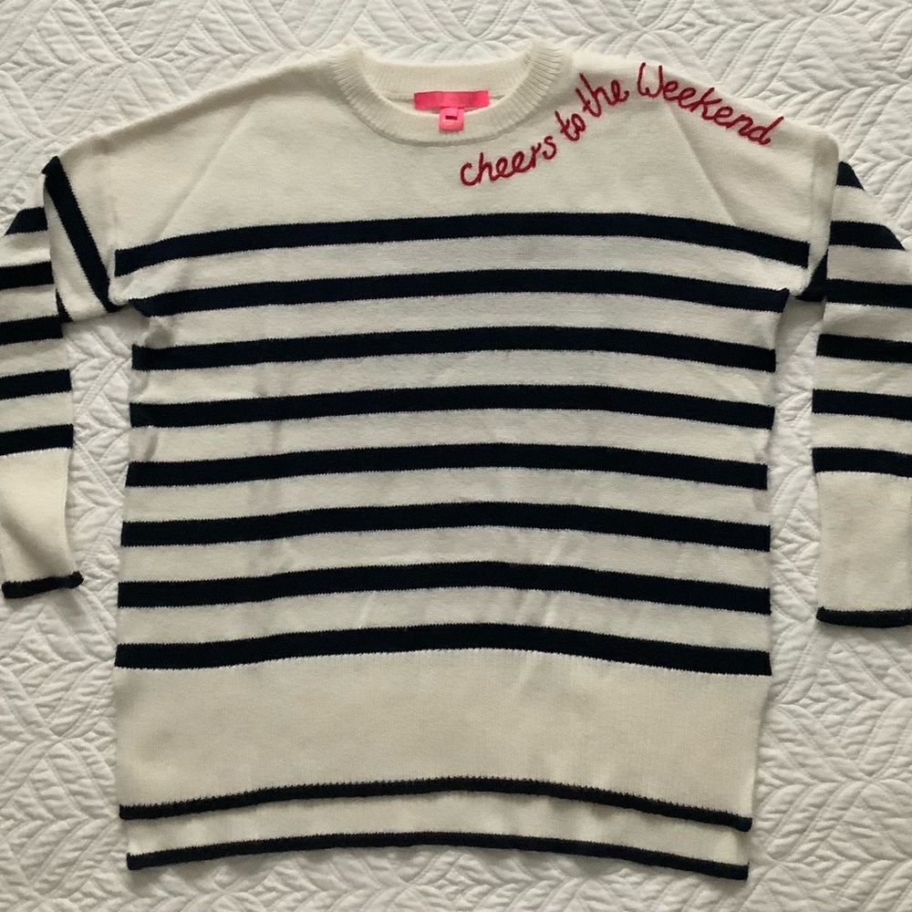 Lilly Pulitzer Cream and Navy Striped Sweater